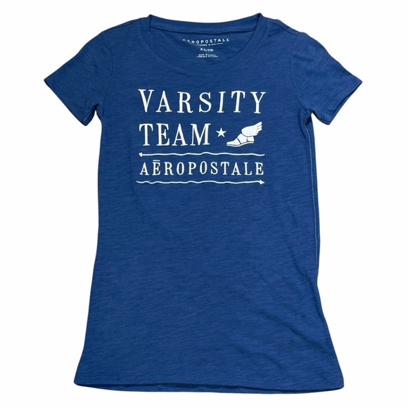 10/$25🦋 Aeropostale Blue & White VARSITY TEAM Graphic Tee - Size XS - Picture 7 of 16